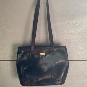 Brahmin Black And Brown Tote Purse Large Bag 10x9x6